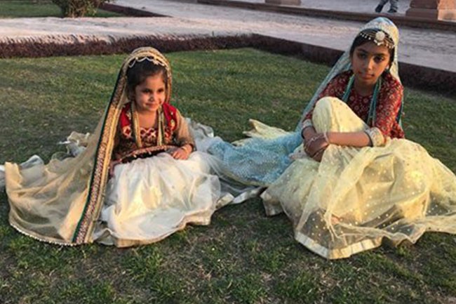 Children dressed in royal attire visited Lahore fort today